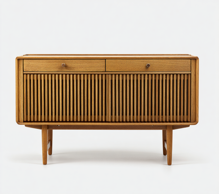 Aparador Japonés con Rejilla de Madera y 2 Cajones – StmasteStyle