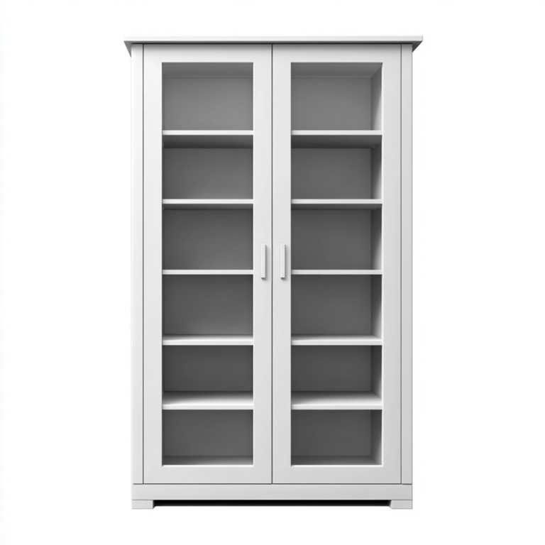 Armario Blanco con Puertas de Vidrio y Estantes – StmasteStyle – Estilo Moderno Multifuncional