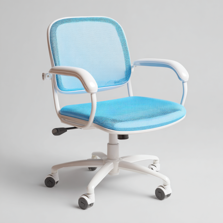 Silla de Oficina Infantil/Juvenil Azul – StmasteStyle – Malla Transpirable, Giratoria y Ajustable, Estructura Blanca