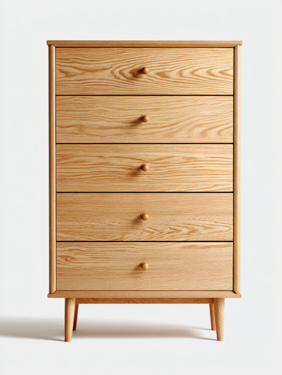 StmasteStyle Cajonera Nórdica de Madera Maciza con 5 Cajones – Estilo Escandinavo para Dormitorio o Sala