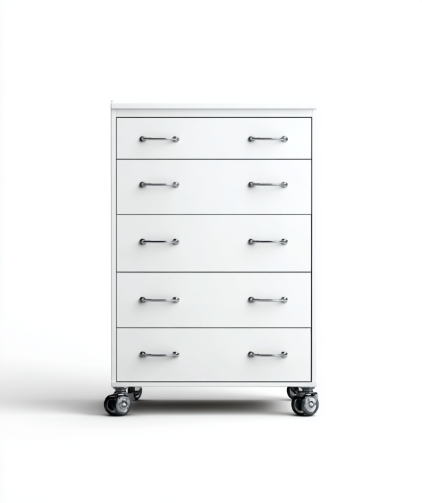 StmasteStyle Cajonera Blanca con Ruedas – Mueble de Almacenaje Móvil de 5 Cajones