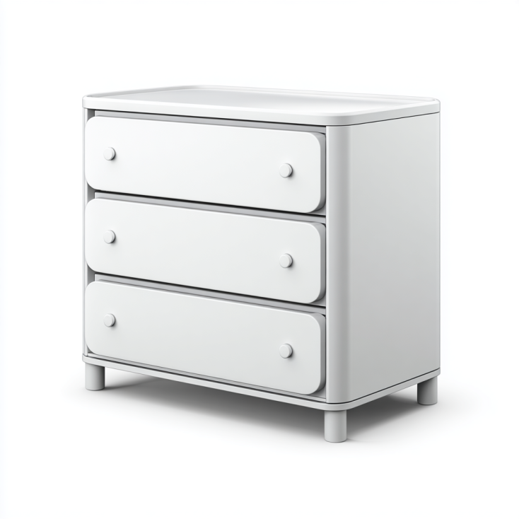 StmasteStyle Cajonera Blanca de 3 Cajones con Esquinas Redondeadas – Diseño Moderno y Seguro para Dormitorio o Habitación Infantil