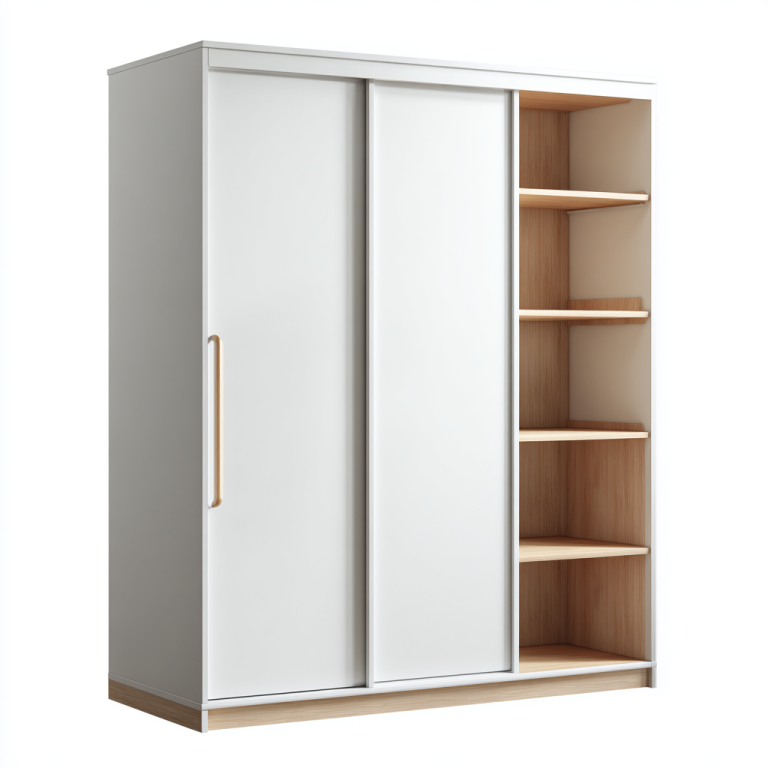 Armario Moderno con Puertas Correderas y Estantería Lateral Abierta – StmasteStyle