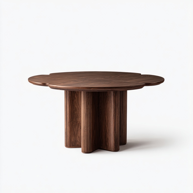 Mesa redonda de madera maciza con estampado floral tallado de estilo moderno.