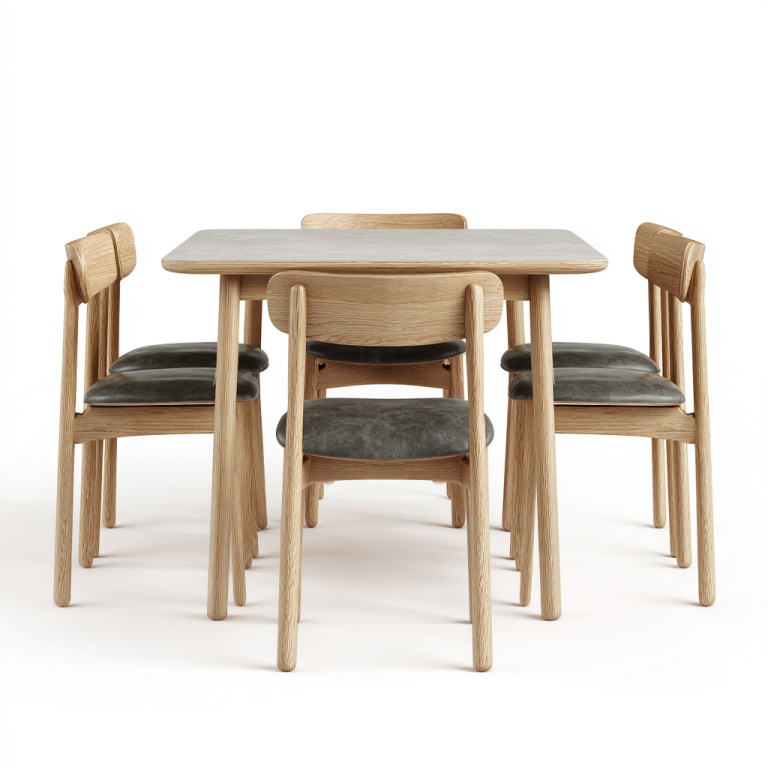 Juego de sillas de madera maciza | Cojín de cuero para mayor comodidad