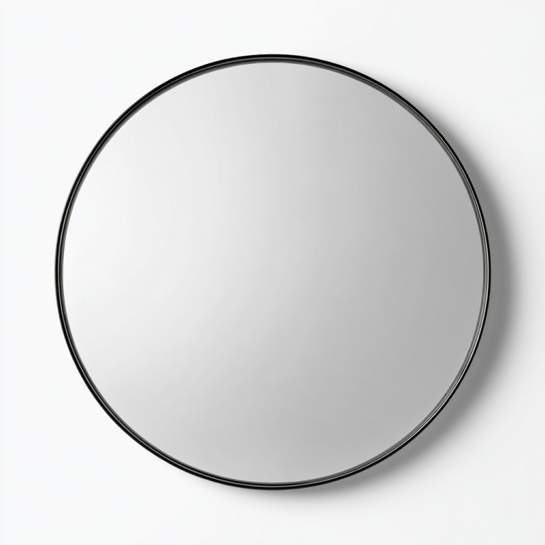 Espejo de pared con marco de metal redondo para entrada de baño, espejo decorativo negro