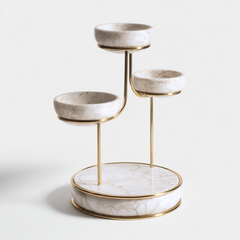 Adornos para macetas de metal con textura de mármol de tres capas