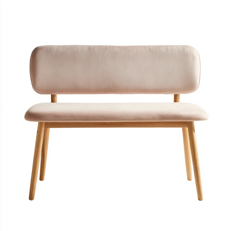 Banco doble con respaldo de madera y moderno sillón cambiador de zapatos acolchado de tela