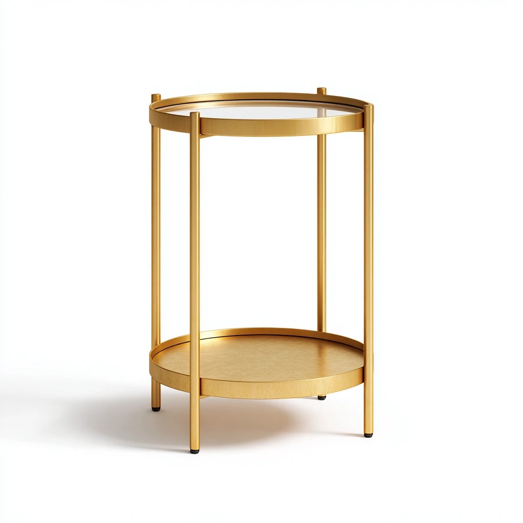 Macetero moderno, sencillo y de doble capa de metal dorado.