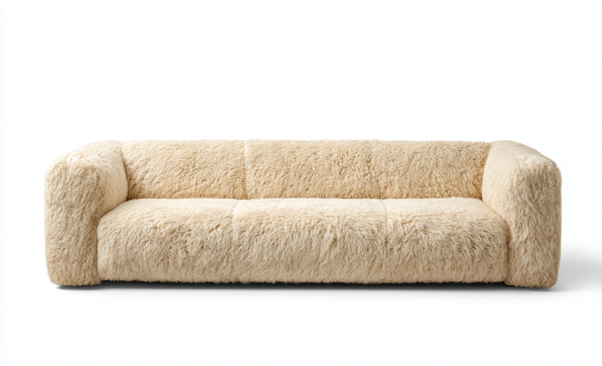 Sofá de tres plazas de felpa beige, moderno sofá de tela para sala de estar