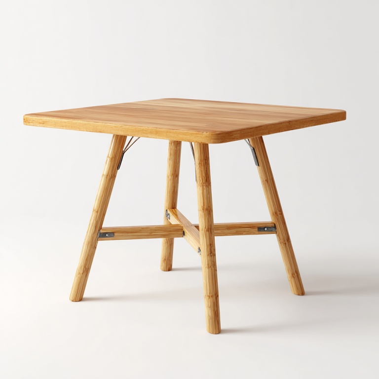 Mesa cuadrada de bambú natural de estilo nórdico, 2 años de garantía.