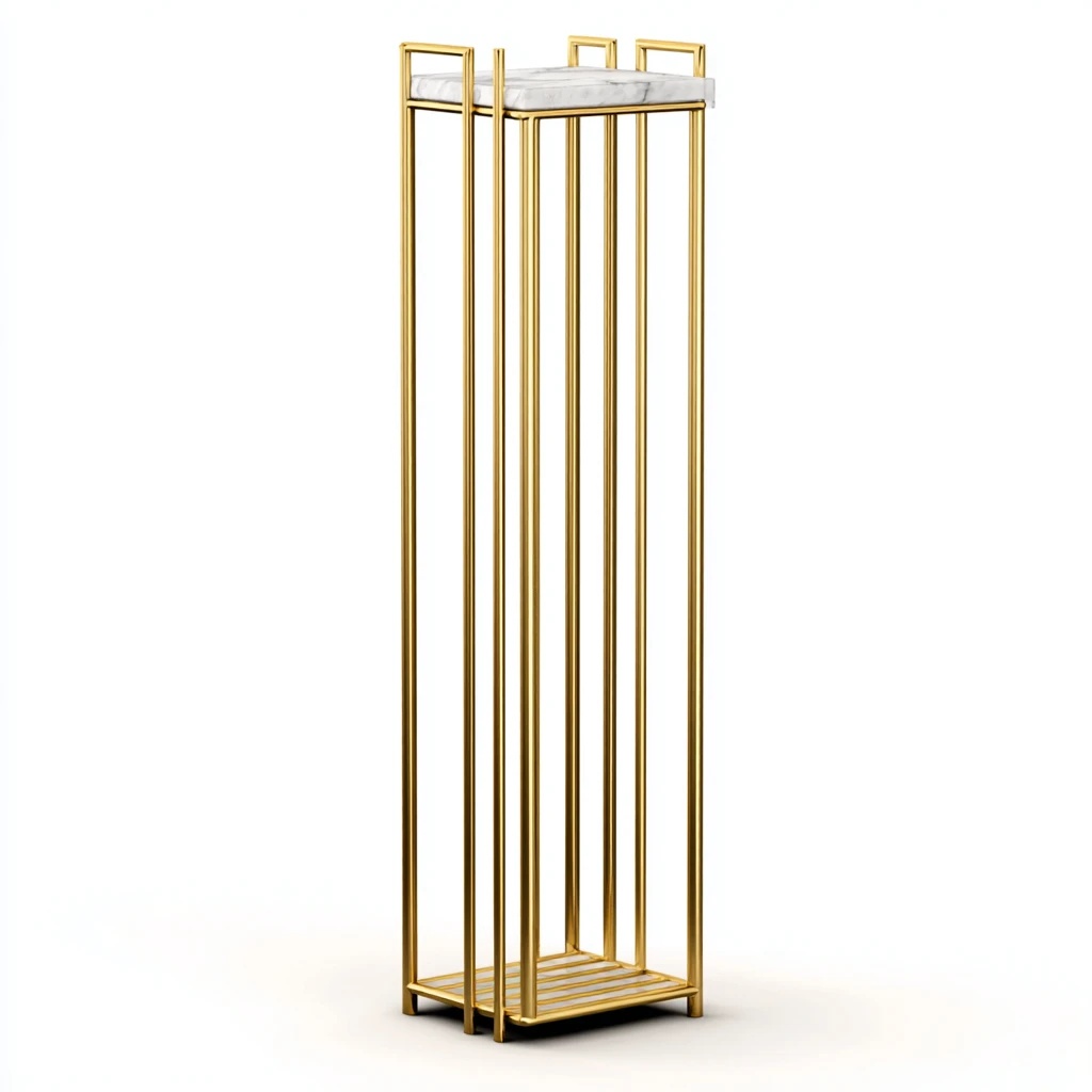 Soporte para macetas alto de metal con encimera de mármol