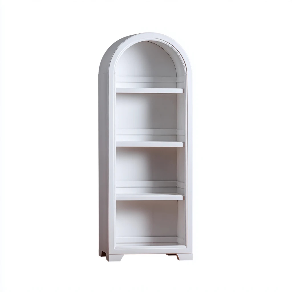 Estantería de almacenamiento arqueada de cuatro capas de color blanco
