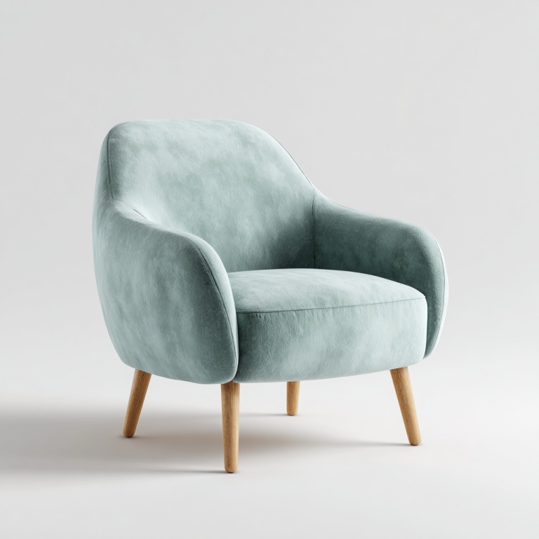 Sillón individual de tela azul claro, estilo nórdico, sofá de ocio.