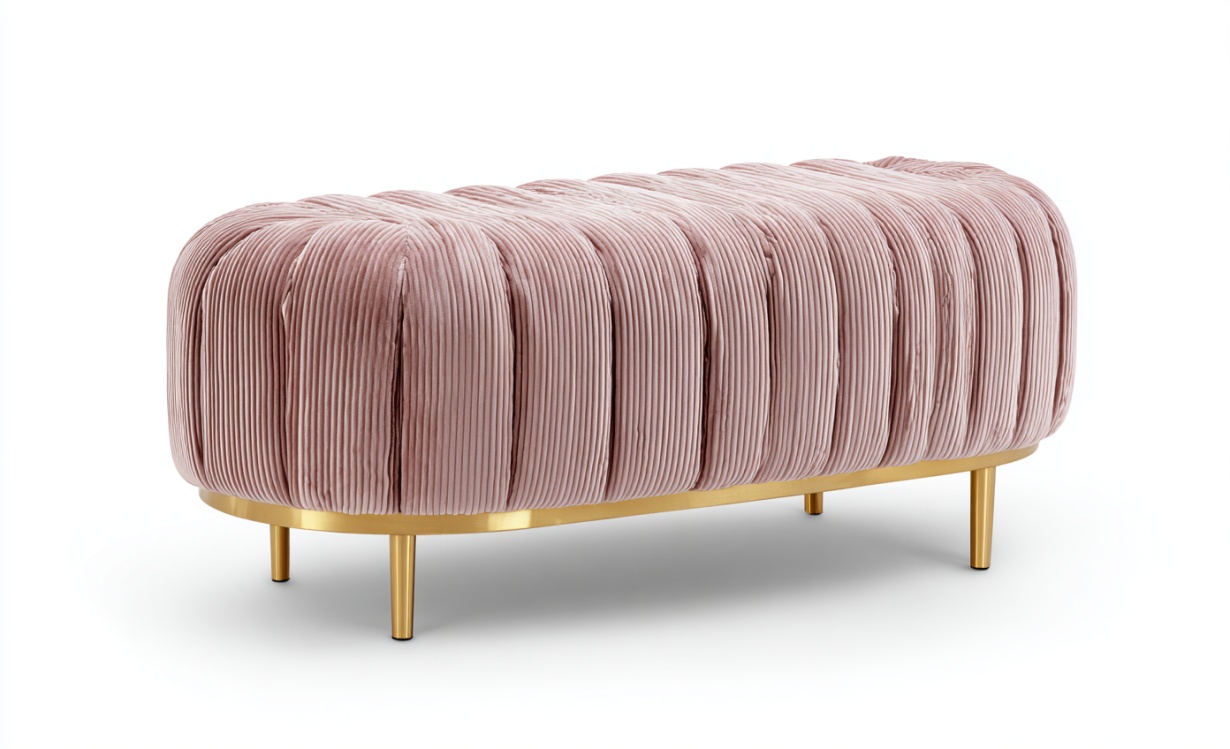 Reposapiés de metal de terciopelo con rayas rosas, banco, sofá, taburete de entrada