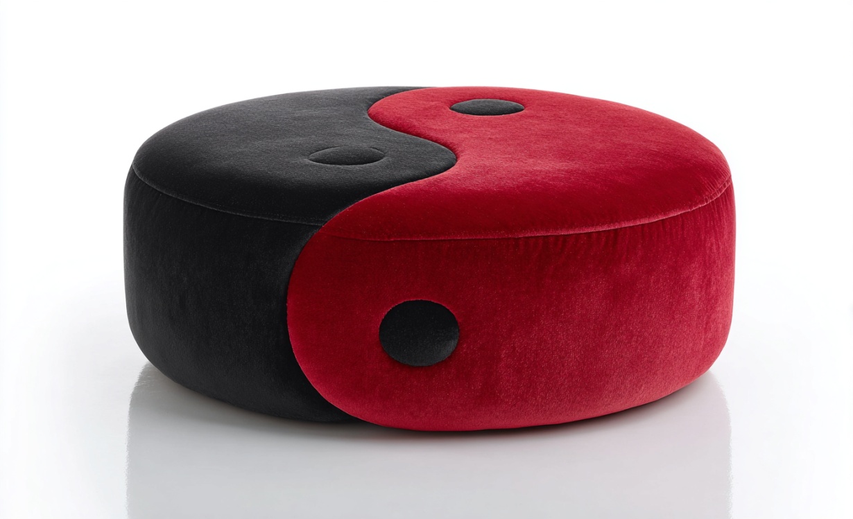 Reposapiés de terciopelo con bloques de color Yin-Yang