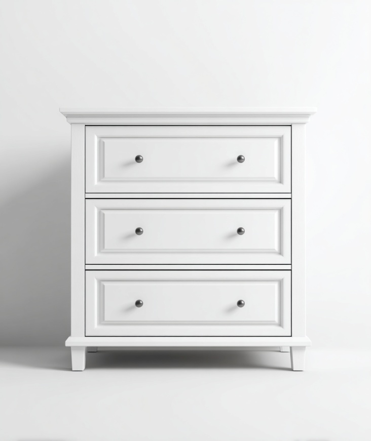 Cómoda clásica blanca de tres cajones de estilo europeo sencillo