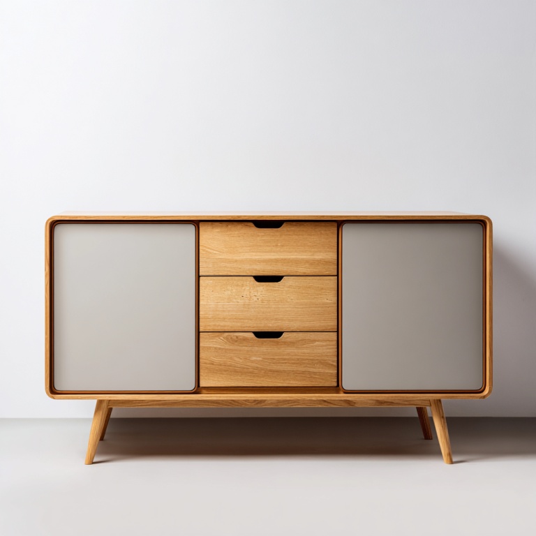 Aparador de tres cajones y dos puertas estilo nórdico, mueble de almacenaje