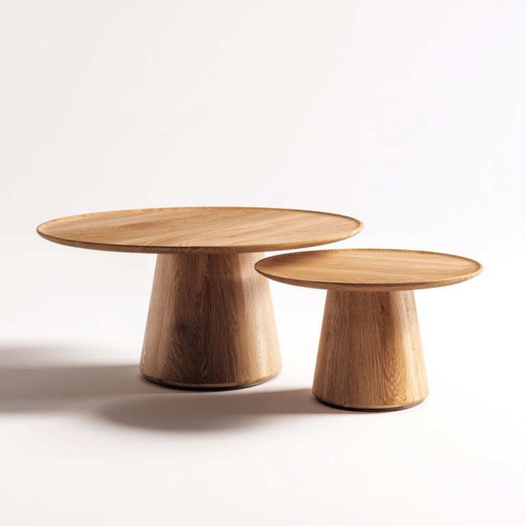 Juego de mesa de centro doble redonda de color tronco, estilo chino, moderna mesa baja combinada para sala de estar