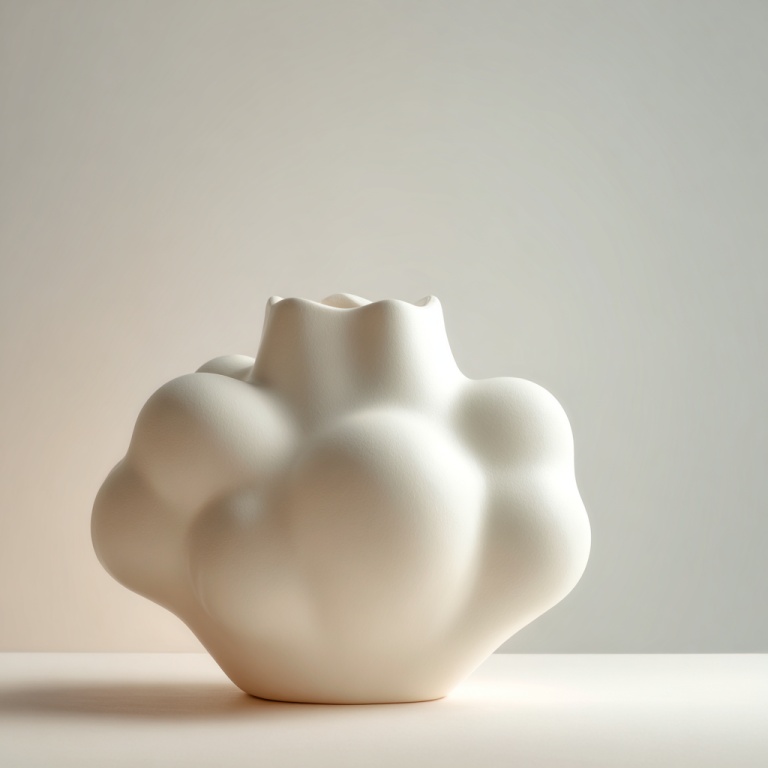 Adornos de jarrón de cerámica artística de color blanco mate