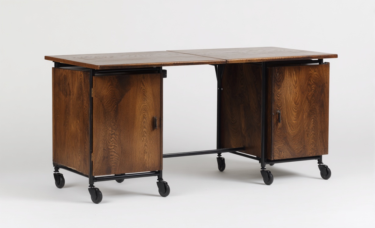 Consola de almacenamiento de madera extensible con ruedas