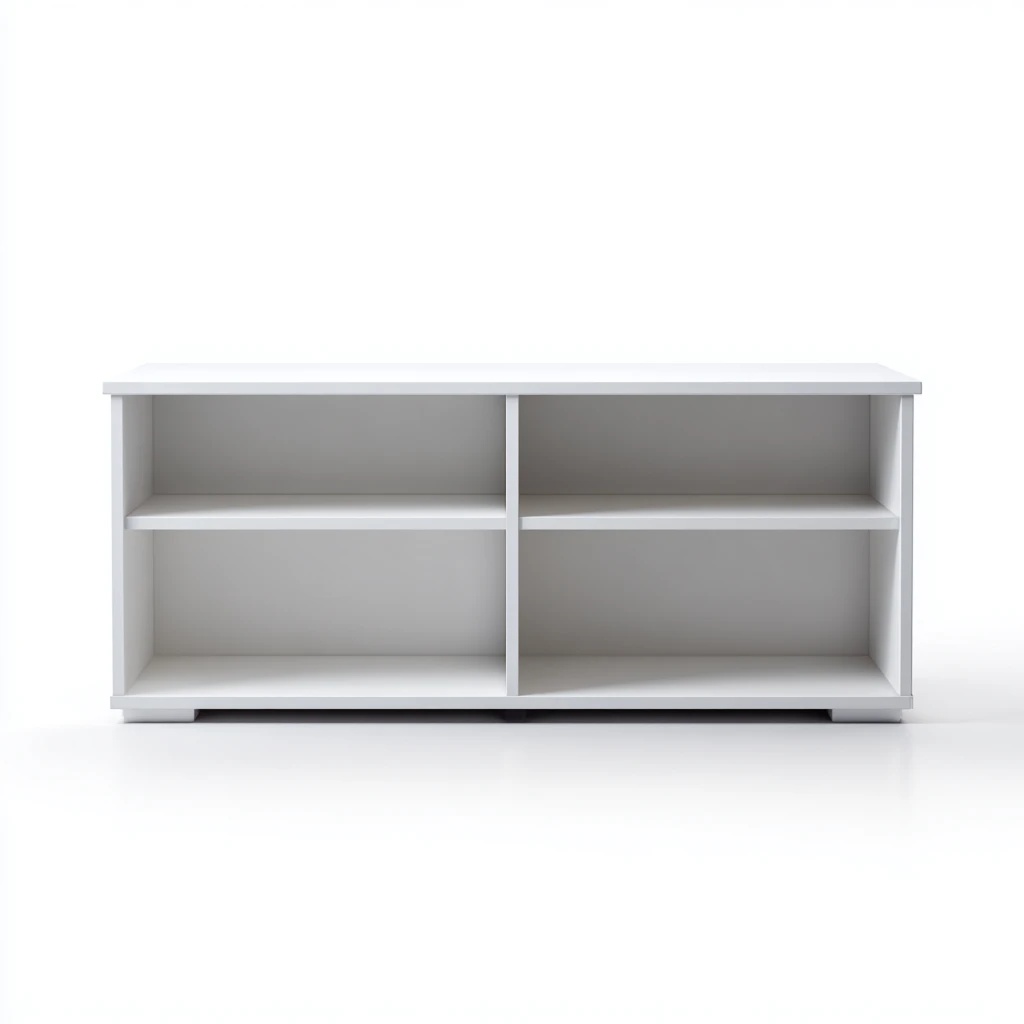 Mueble de TV blanco con cuatro rejillas para almacenamiento, mueble de salón moderno y sencillo