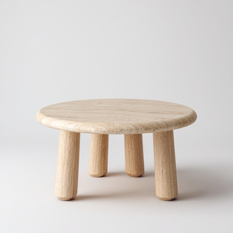 Mesa de centro baja redonda estilo tronco, mesa pequeña creativa para sala de estar