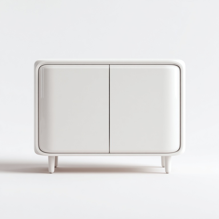 Aparador blanco moderno y sencillo con patas altas y doble puerta de almacenamiento