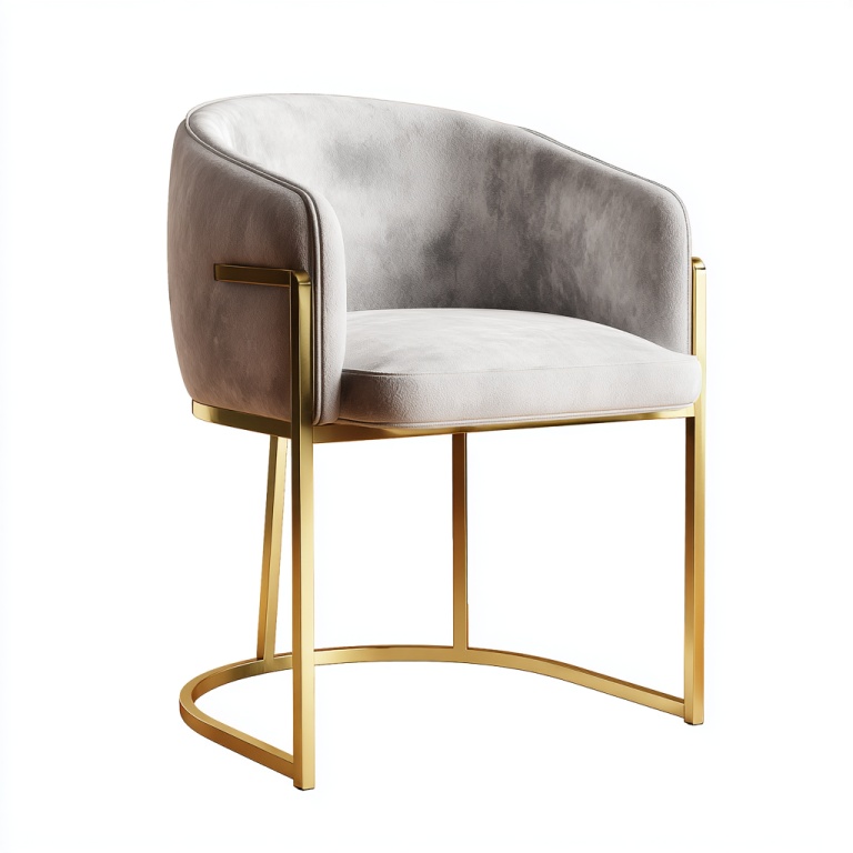 Juego de sillas de comedor con patas de metal de ante gris