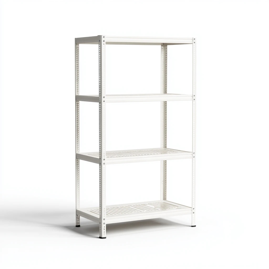 Estantes huecos de metal blanco de tres capas para trastero, cocina y garaje.