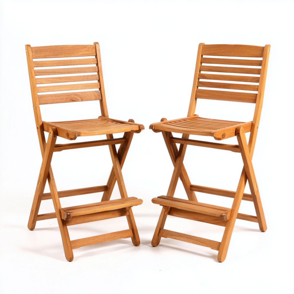 Silla plegable de madera para exterior (2 piezas por set), diseño sencillo, material duradero, 2 años de garantía