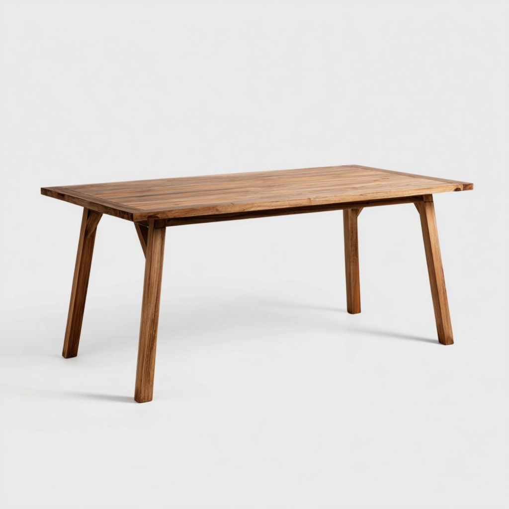 Mesa exterior de madera natural, diseño moderno y resistente