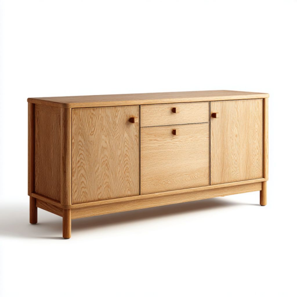 Aparador color roble claro con 2 puertas y 2 cajones