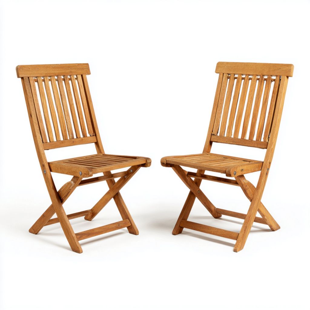 Sillas plegables de madera para exterior (2 piezas por set), diseño simple y duradero, ideal para terrazas y balcones