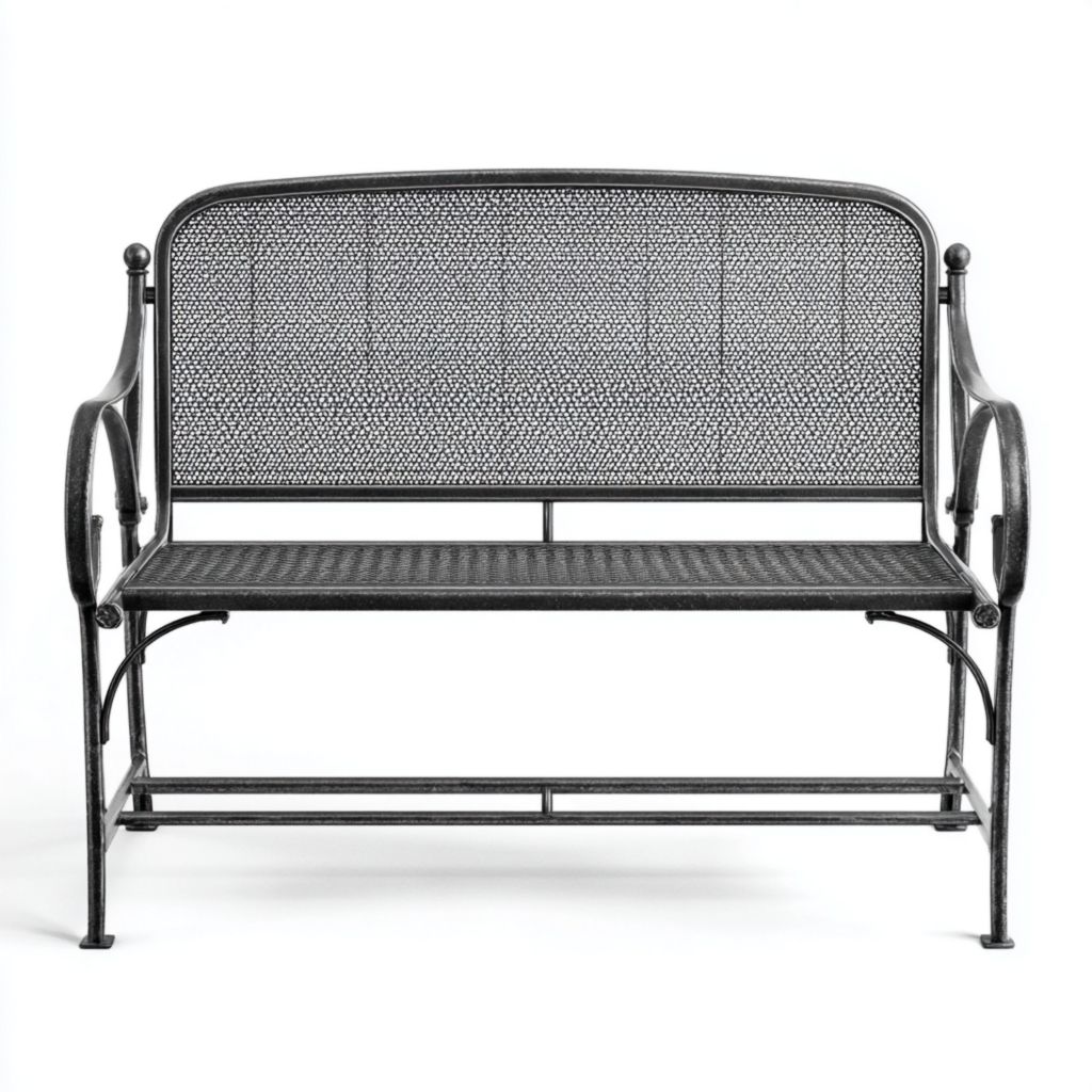 Banco de jardín de metal negro - Estilo vintage con rejilla