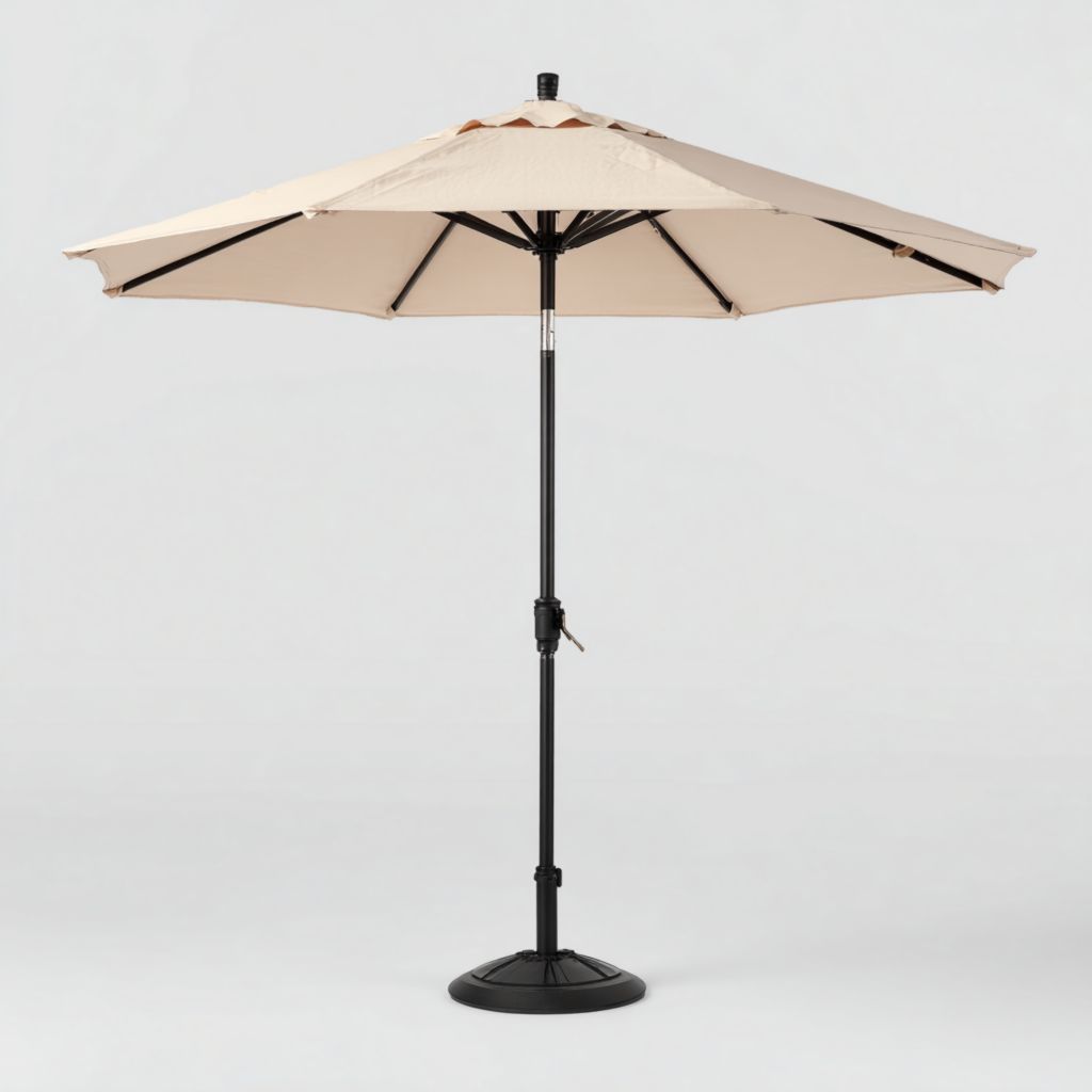 Sombrilla Circular para Patio Beige, Estructura de Aluminio, 2 Años de Garantía