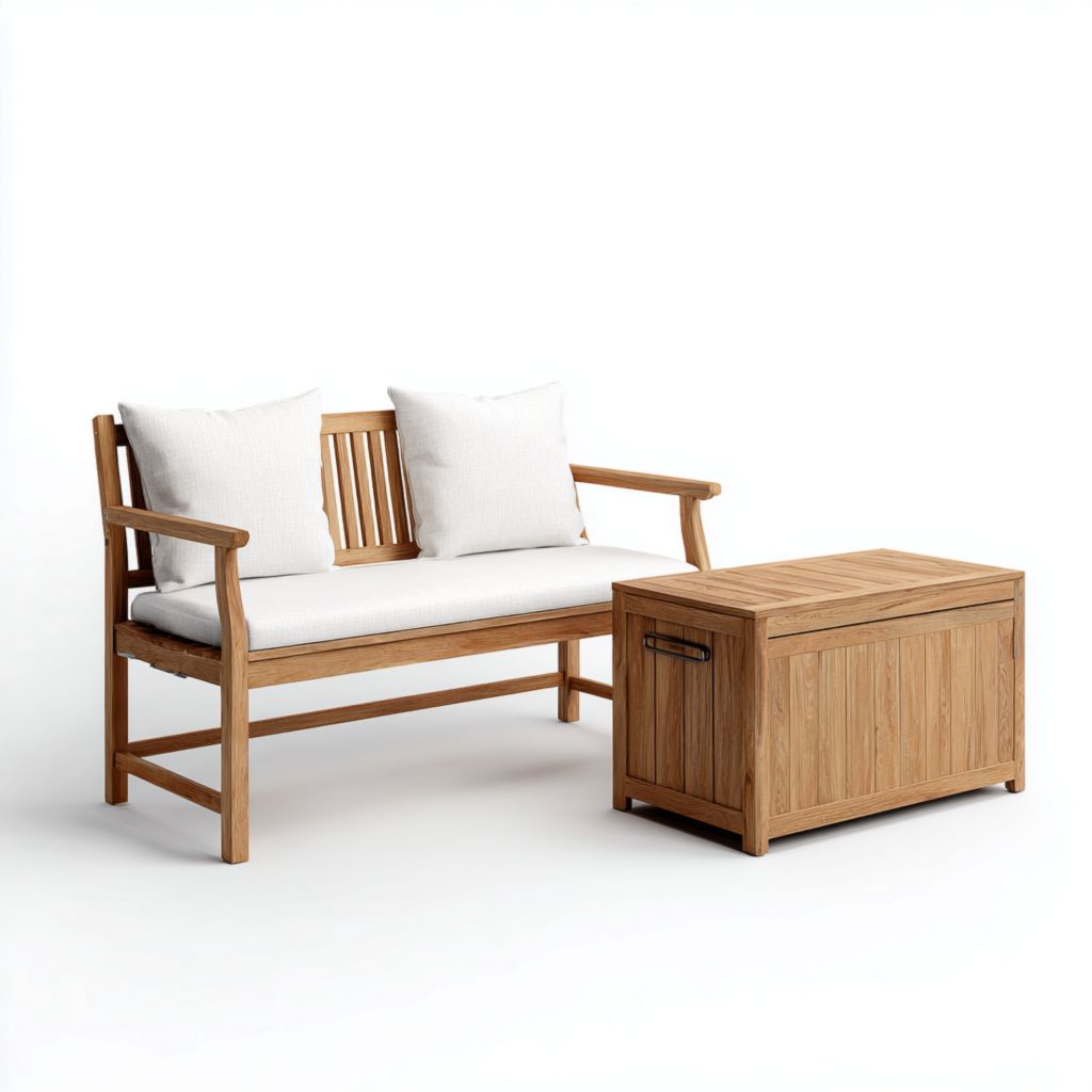 Banco de jardín de madera negra - Estilo minimalista con lamas