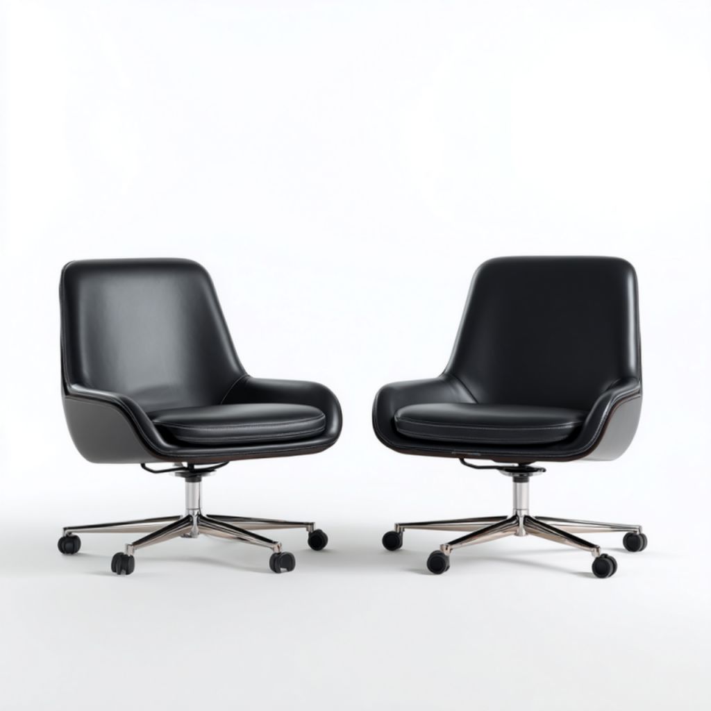 Sillones giratorios de oficina en piel sintética negra (pack de 2)