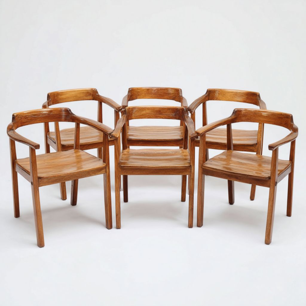 Sillas de madera para exterior, set de 6 piezas, diseño moderno y cómodo