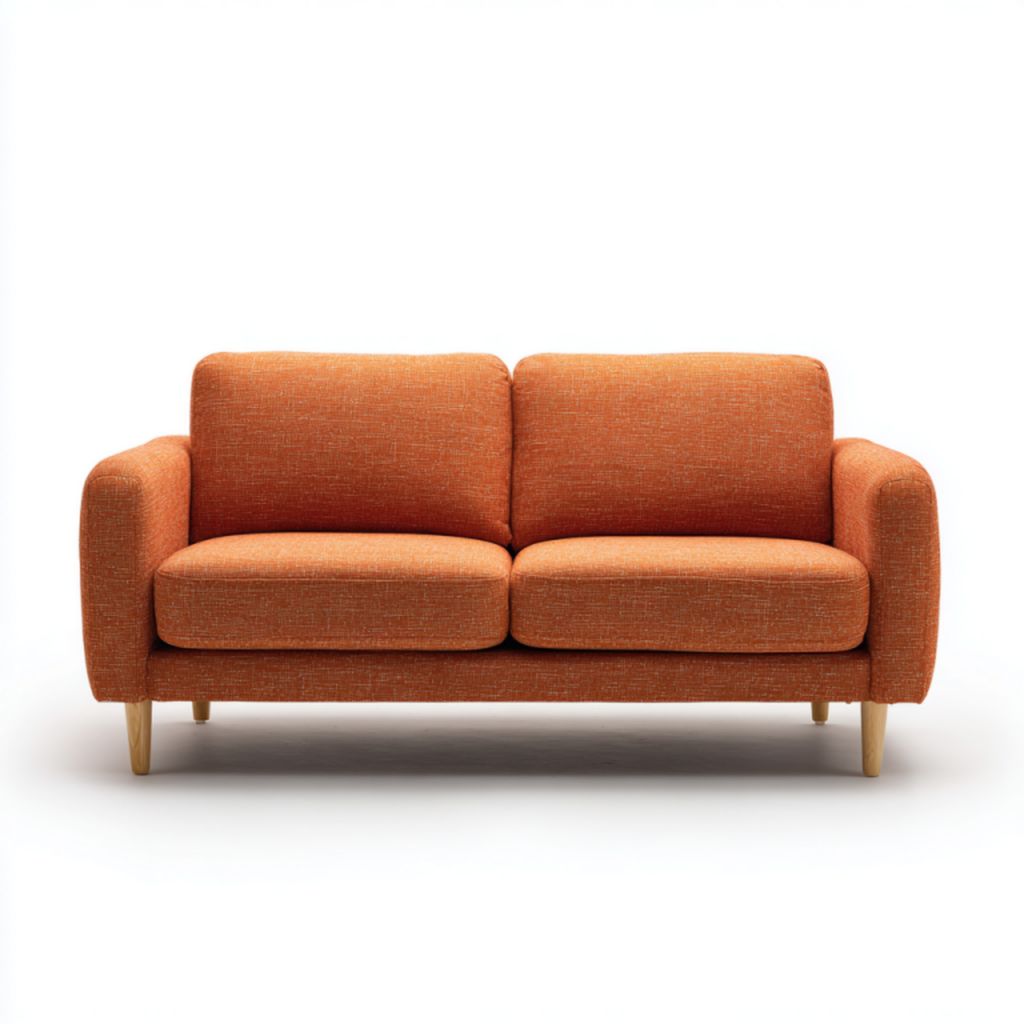 Sofá de 2 plazas color naranja con 4 cojines