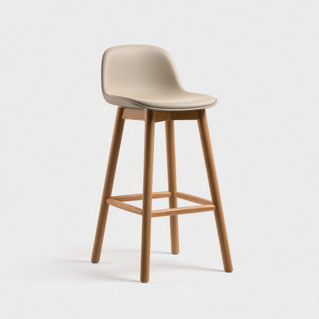 Taburete de bar de diseño moderno, patas de madera, asiento de plástico cómodo, ideal para cocina o barra