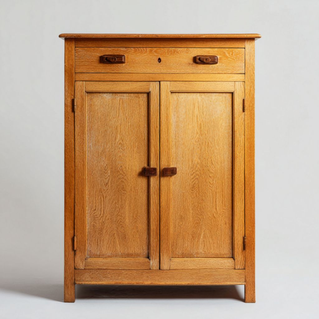 Aparador de roble claro con dos puertas y un cajón, estilo rústico