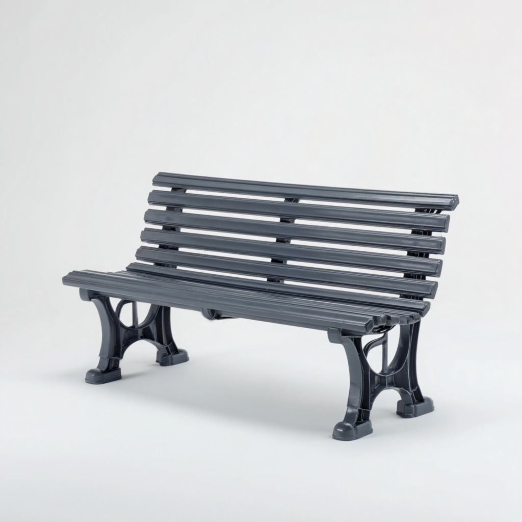 Banco de Jardín Exterior Gris con Estructura de Hierro Fundido y Listones de Plástico