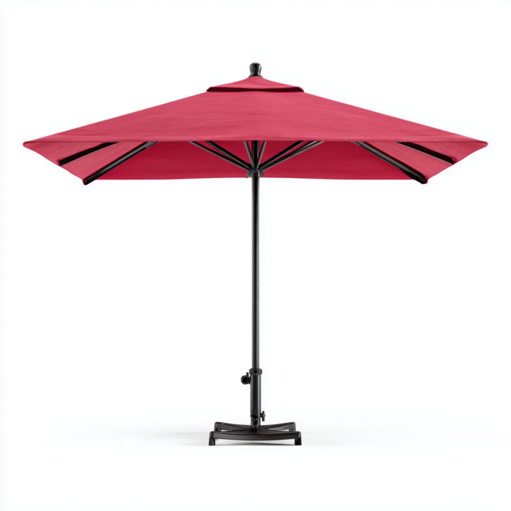Sombrilla Cuadrada para Patio Roja, Estructura de Aluminio, Base Plástica, 2 Años de Garantía