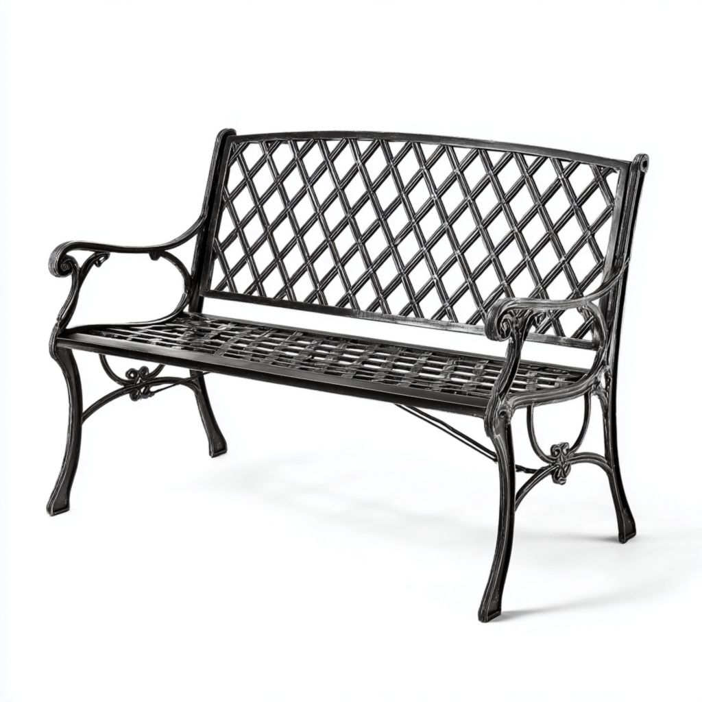 Banco de jardín de metal negro - Estilo vintage