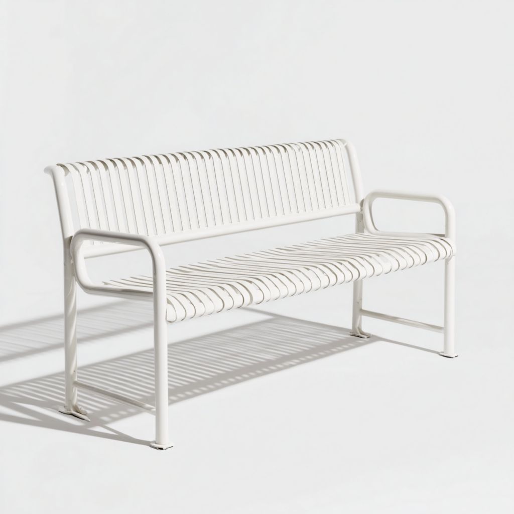 Banco de jardín de metal blanco - Diseño moderno