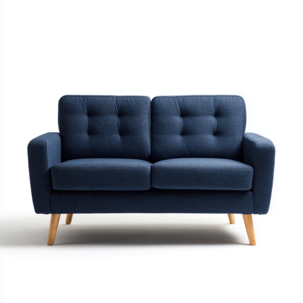 Sofá de 2 plazas azul marino sin cojines adicionales