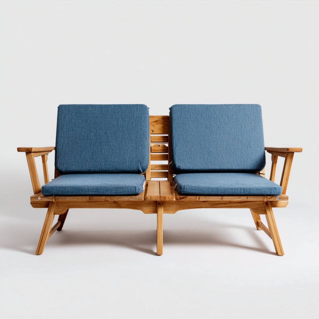 Banco de jardín de teca con caja de almacenaje - Con cojines blancos