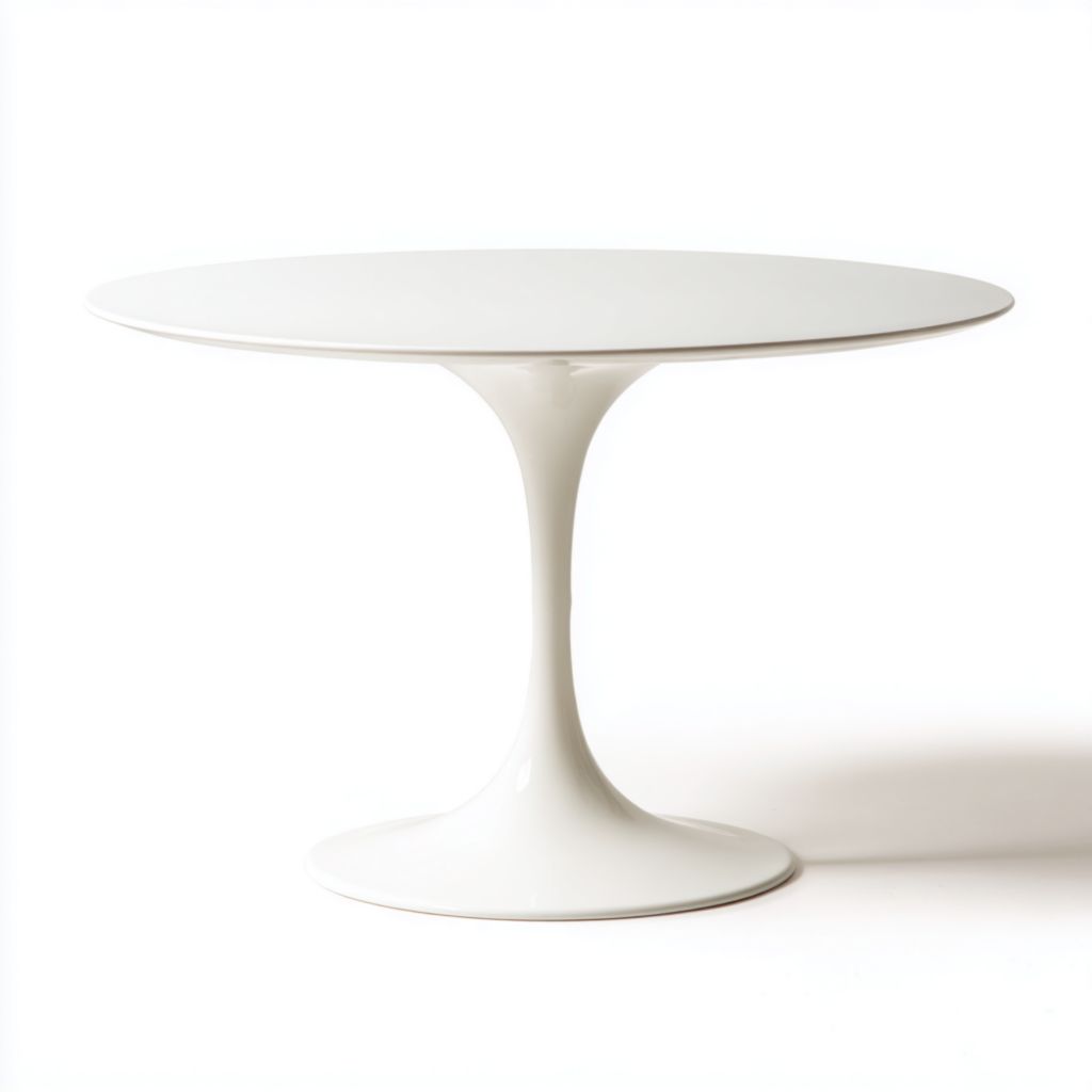 Mesa redonda blanca con base central