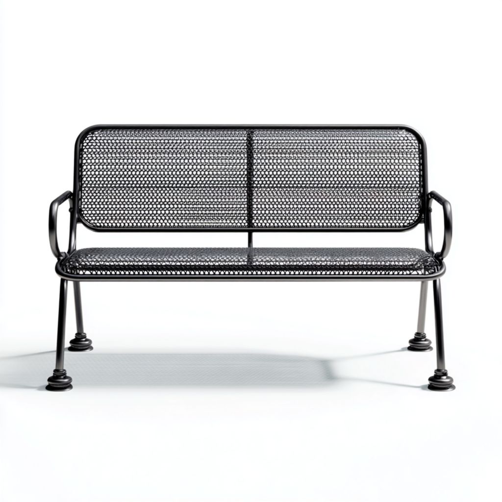 Banco de jardín de metal negro - Diseño con rejilla